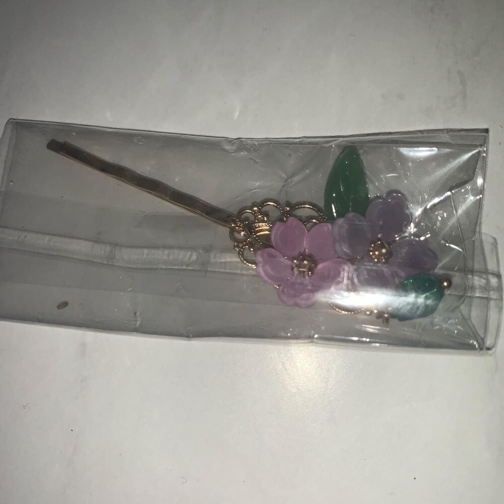 Floral Hanfu Hair Pin in Pink and Gold - Picture 2 of 3